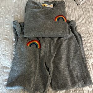 Aviator Sweatshirt and sweatpant set (heather grey + rainbow)